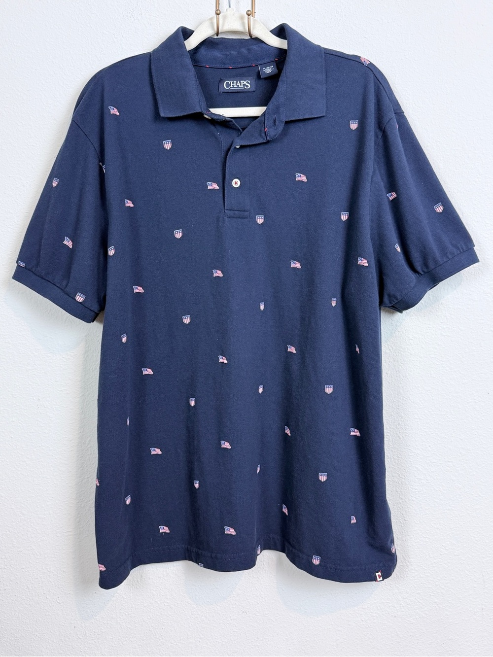 Chaps Navy Flag Short Sleeve Polo Shirt XL